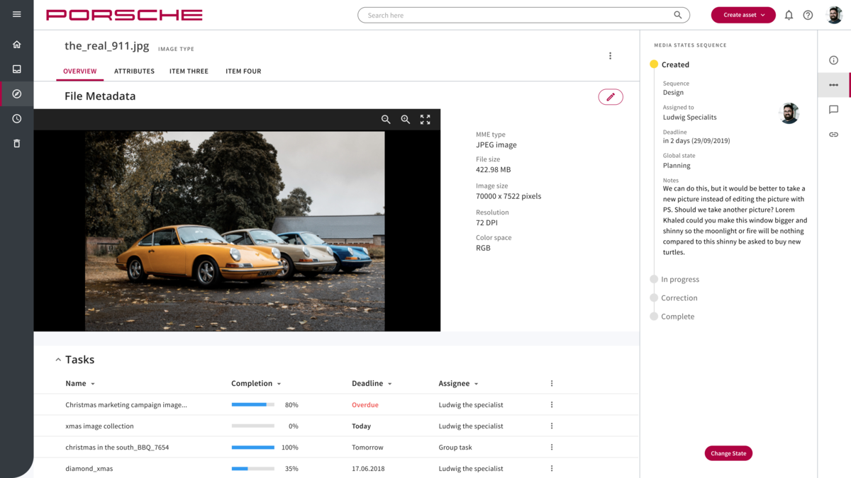 Porsche themed interface